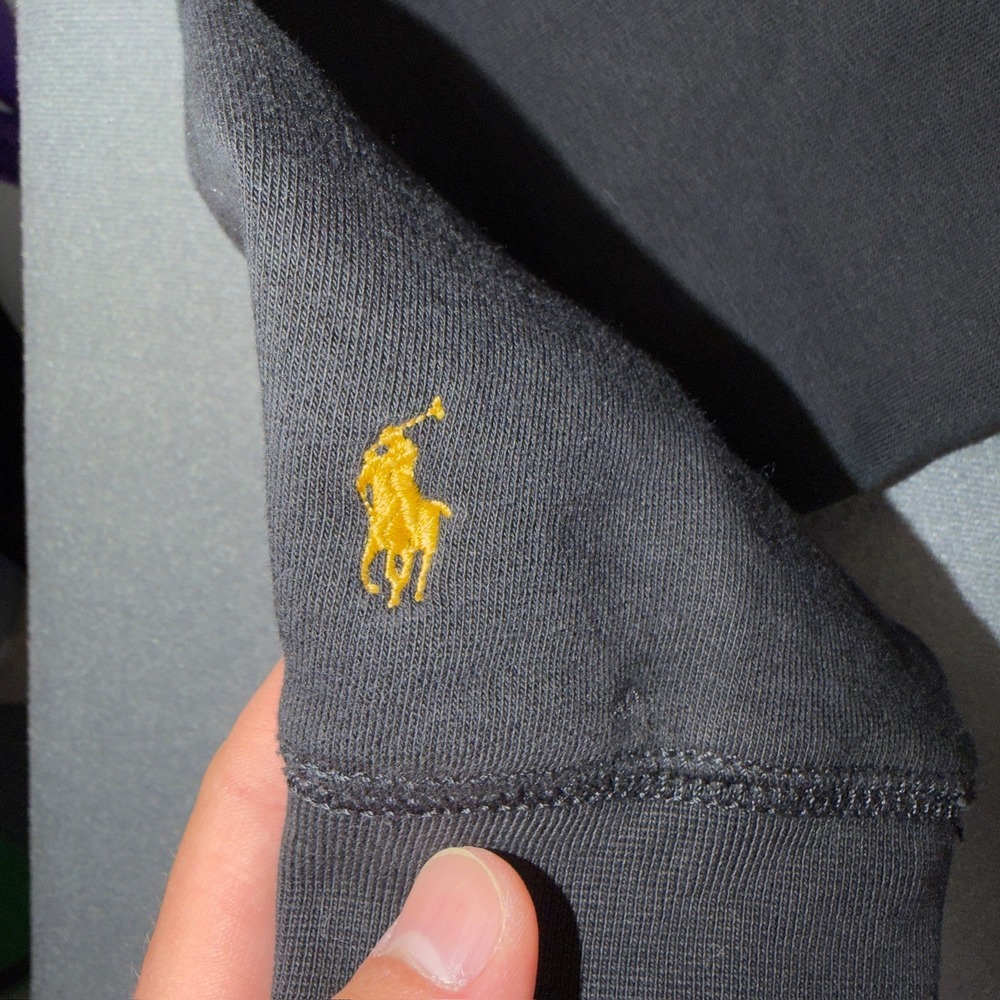 Polo Ralph Lauren Kids XL 18-20 Black Yellow Logo Fleece Crewneck Sweatshirt - Picture 5 of 8